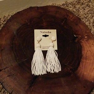 White Beaded Earrings